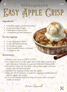 an apple crisp recipe with ice cream on top