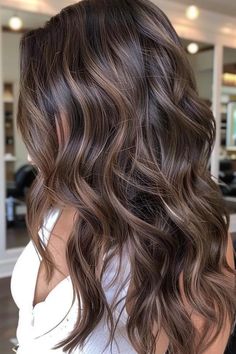 Long Hair Styles And Color, Darker Chocolate Brown Hair, Espresso Balayage Hair, Fall Balayage Straight Hair, Chocolate Hair With Ash Highlights, Low Lights And Highlights Dark Hair, Hair Appointment Ideas, Low Maintenance Ash Brown Hair, Soft Lowlights For Brown Hair