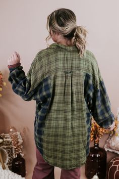 The Acid Washed Button Down Flannel in Green is a trendy and versatile addition to your wardrobe. This button-down flannel offers a stylish and relaxed look in a unique acid-washed green color. This flannel adds a touch of contemporary style to your outfit. Multi-colored patchwork Variations in prints Functional button and pockets Fabric: 100% Cotton Imported Model Specs: Emily is wearing a size small in the photo.How will this item fit you? Check out our MODEL SPECS (Typical Sizing - Karli: S-S Green Long Sleeve Flannel Shirt With Button Closure, Green Long Sleeve Flannel Shirt With Buttons, Green Relaxed Fit Button-up Flannel Shirt, Green Relaxed Fit Cotton Flannel Shirt, Green Cotton Button-up Flannel Shirt, Green Cotton Flannel Shirt With Relaxed Fit, Green Flannel Shirt With Button Closure For Fall, Green Cotton Flannel Shirt With Button Closure, Green Long Sleeve Flannel Shirt For Winter