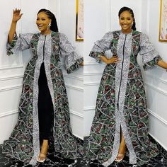 Long Ankara Dresses, African Print Kimono, Ankara Kimono, Dress African Print, Bubu Gown Styles, Ankara Jackets, Dress Ankara, Fashion Traditional, Dress Kimono