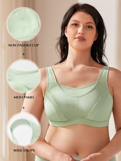 Product Details: 100% Nylon Imported Hook and Eye closure Design for full figure women with B-G cup size, suit for medium or high impact sports.Full coverage sports bra, offer high support and reduce bounce when working out. Wireless cups with no padding, breathable material gives you maximum comfort.bras for women wirefree have High performing moisture wicking fabrics to keep you cool. High Impact Sports Bra used Adjustable shoulder straps not only effectively prevent the bra from shifting, but also beautify your back curve. Lightweight mesh panel provides cooling ventilation and more coverage.Plus size bras suitable for running, gym workout, yoga, pilates, or daily activewear. Extra plush and adjustable hook & eye closure for superior comfort and custom feeling fit. Size options: For ful Sports Bra For Heavy Breast, Best Bras For Large Bust, Bra For Heavy Breast, Bras For Large Bust, Closure Design, High Impact Sports Bra, White Sports Bra, Yoga Sports Bra, Fitness Advice