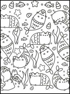 Pusheen 91 Printable coloring pages for kids Cartoon Coloring, Free Coloring Sheets, Mini Printer, Printable Coloring Book