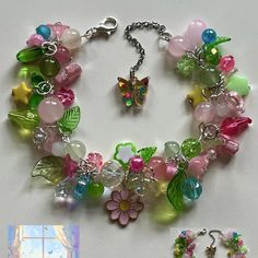 Multi-Colored Flowers Wired Cluster Bracelet... - Depop Cluster Bracelet Tutorial, Multi Colored Flowers, Diy Jewlery, Bracelet Craft Diy, Colored Flowers, Bracelet Crafts