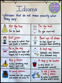 some sort of idioms that are used to teach children about idioms