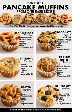 an advertisement with different types of muffins on it