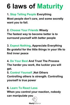 Six essential rules for personal maturity: self-control, choosing better friends, inner peace, gratitude, and reacting less How To Increase Value Of Yourself, How To Become Emotionally Intelligent, Tips How To Be Matured, Maturity Tips, How To Control Your Mind, How To Stop Oversharing, Stop Oversharing, Mastery Of Self, Better Friends