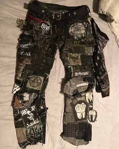 Patch Cargo Pants, Patched Cargo Pants, Baggy Patch Pants, Punk Patchwork Pants, Crust Punk Pants Diy, Patchwork Overalls Diy, Baggy Crust Pants, Diy Punk Pants, Patch Pants Diy