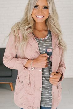 Artema Jacket - Pale Pink #jacket #springfashion #fallfashion #ad #coat #pink Pink Jacket Outfit, Autumn Outfits Curvy, Pink Utility Jacket, Autumn Fashion Curvy, Girls Fall Fashion, Plus Size Fall Outfit, Fall Outfits For Work, Jacket Outfit