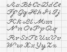 a cross stitch pattern with the letters and numbers in each letter, as well as an arrow