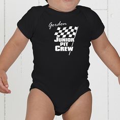 Personalized Car Racing Baby Clothes - Checkered Flag Personalized Onesies, Racing Baby, Dinosaur Graphic, Onesies Baby, Personalized Baby Onesies, Personalization Mall, Custom Baby Onesies, Personalized Onesie, Flag Outfit