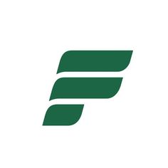 the letter f is made up of green leaves and has two letters that appear to be capital