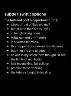 a black background with white text that says, subte t swift captions the torted pet's department pt 2 who's afraid of little old me?