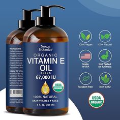 8 fl oz - Vitamin E Oil for Skin, Scars, Face - Made from 100% Pure and Natural Oils - Vit E Oil - Aceite de Vitamina E - Nexon Botanics(Amazon Associate) Organic Vitamins, Vitamin E Oil, Oils For Skin, Non Gmo, Oil Blend, Natural Oils, Paraben Free Products, Vitamin E, Beauty And Personal Care