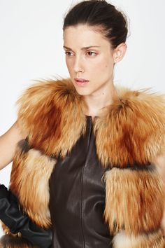 Gold Fox Horizontal Style Vest with Mesh detail Fur Accessories Vest, Mesh Vest, Brown Fur Vest, Luxury Fox Fur Outerwear In Mink, Gold Fox, Fox Fur Vest, Style Vest, Crystal Fox Fur Coat, Textured Dress