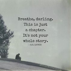 a person sitting on top of a hill with a tree in the background and a quote above it that says, breathe, daring this is just a charter