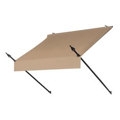 an open umbrella with two black poles sticking out of it's bottom half, on a white background