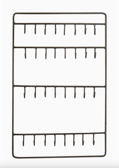 a metal rack with five hooks on each side and one hanging from the top to the bottom