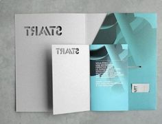 an open brochure with the words start on it