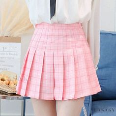 Lasaky - High-Waisted Plaid A-Line Midi Skirt with Pleats Plaid Tennis Skirt, Kawaii Skirt, Summer Mini Skirt, High Waist Pleated Skirt, Preppy Mode, Mini Skirt Summer, Y2k Mini Skirt, Rok Mini, Harajuku Girls