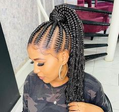 Girls Protective Hairstyles, Ombre Knotless Box Braids, Stitch Braids Ponytail, Box Braids Extensions, Stitch Braids Cornrows, Summer Protective Hairstyles, Protective Hairstyles Natural Hair, Ponytail Cornrows, Healthy Hair Curly