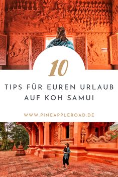 a person standing in front of a building with the words 10 tips fur eren urlau