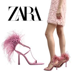 Make A Bold Fashion Statement With These Striking Zara Pink Stiletto Heels, Featuring Playful Feather Details. These Sandals Are Perfect For Adding A Pop Of Color And A Touch Of Glamour To Any Outfit. The Pointed Open Toe Design And Slim T-Strap Provides An Elegant Silhouette, While The Flirty Feathers At The Ankle Add Movement And Intrigue With Every Step. Ankle Strap With Buckle Closure. Heel Height Measures 4 1/4". Size 40 Eu. Please Know Your Size In Zara Shoes. Brand New With Tags, Smoke Fr Party Heels With Feather Trim And Pointed Toe, Glamorous High Heel Sandals For Fashion Events, Glamorous Ankle Strap Heels For Fashion Events, Spring Glamorous Heels With Feather Trim, Party Heels With Feather Trim, Glamorous Spring Heels With Feather Trim, Chic Sandals With Feather Trim, Evening Sandals With Feather Trim And Ankle Strap, Chic Ankle Strap Sandals For Fashion Events