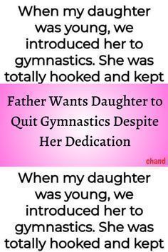 the poem is written in pink and black, which reads, when my daughter was young, we introduced her to gymnastics she was totally hooked