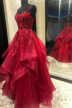 Red Lace Long Prom Dresses Red Evening Gown, Red Prom Dress Long, A Line Evening Dress, Long Formal Dress, Simple Prom Dress, Lace Prom Dress, Burgundy Prom Dress, Red Evening Dress, Red Prom