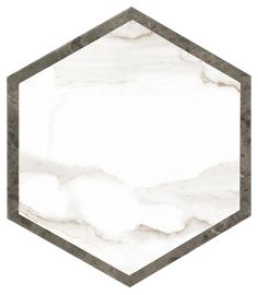 a white marble hexagonal frame on a white background with black trimmings