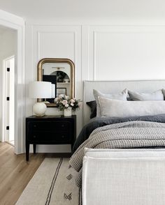 Gen Z Bedroom, Studio Mcgee Bedroom Master, Mcgee Bedroom, Modern Traditional Bedroom, Modern Transitional Home, Bedroom Inspirations Master, Wainscoting Bedroom, Master Room