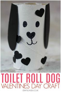 this toilet roll dog valentine's day craft is so cute and easy to make