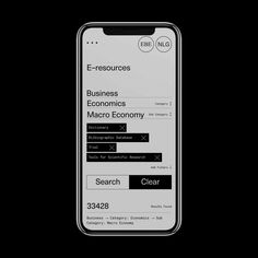 an iphone screen with the text e - resources business, macro economy and clear on it