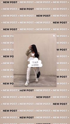 a woman sitting on top of a post with the words new post posted above her