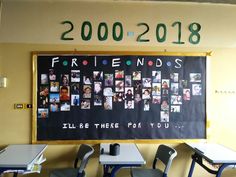 there is a blackboard with pictures on it that says friends i'll be there for you