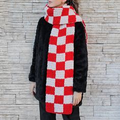 Red Plaid Scarf, Thick Scarf, Checkered Scarf, Oversized Scarf, Long Scarf, Red Plaid, Plaid Scarf, Gifts For Her, Red