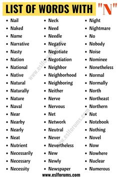 list of words with names in english