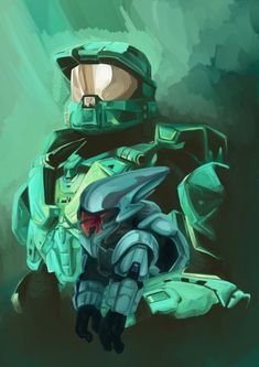 a digital painting of a man with a helmet and goggles on, holding his arm out in front of him