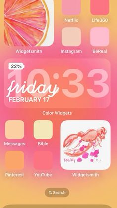 an iphone screen with the text friday's 13th and color widgets on it