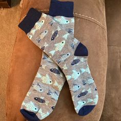 Nwot Fish Socks. Crazy Socks Boys, Kids Silly Socks, Fish Socks, Shark Socks, Cheap Fun Socks For Men, Fish Print, Blue Grey, Kids Shop, Socks