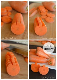 how to cut carrots into small pieces and place them on the cutting board for carving