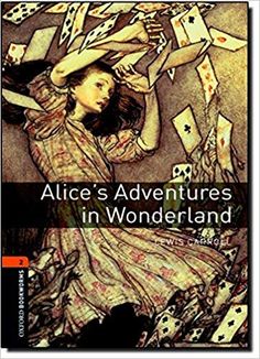 the cover of alice's adventures in wonderland, with an image of a woman playing cards