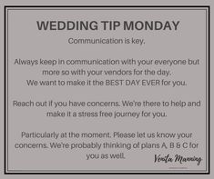 the wedding tip monday sign is shown in black and white