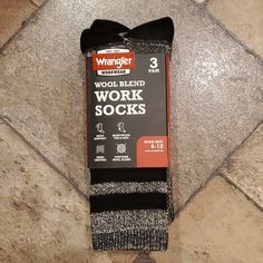 Wrangler Workwear Wool Blend Work Socks 3 Pair Shoe Size 6-12 Black Marled Work Socks, Long John, Christmas List, Black Green, Wool Blend, Work Wear, Socks, Man Shop, Size 6