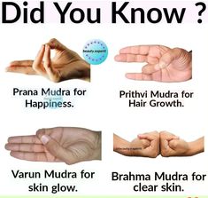 Mantra For Beautiful Face, Mudra For Clear Skin, Mudra For Glowing Skin, Pressure Point Therapy, Quick Yoga, Yoga Facts, Mantra For Good Health, Face Yoga Facial Exercises, Natural Face Skin Care