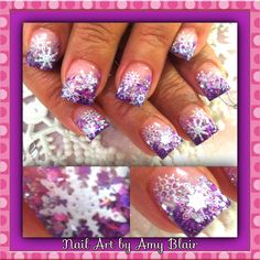 Pink Christmas Nails Snowflakes, Christmas Nails With Snowflakes, Disney Christmas Nails Design, Christmas Nails Snowflakes, Nails With Snowflakes, Nails Snowflakes, Snowflakes Nails, Purple Snowflakes, Pink Christmas Nails