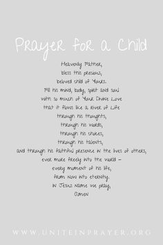 the poem prayer for a child written in white ink on a gray background with black writing