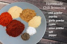 the ingredients for chili seasoning on a plate