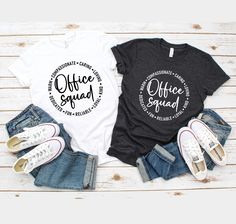 We use premium t-shirts, hoodies which have a soft and light feel, It's very comfy and with it's unisex sizing it's perfect for both men and women. 👉How Do I Order👈 1️⃣Please, Check and Review all Photos. 2️⃣ Select Your T-Shirt Size and T-Shirt Color from drop down menus. 3️⃣ Choose Your Quantity as much as you want. 4️⃣ Click ADD TO CART. And, you can go back to add more product color for your family members or You can complete the checkout process. 5️⃣ Please Click "Proceed to Check Out" 6️ Office Squad Shirt, Office Tshirt Ideas, Office Staff Shirts, Staff Shirts, Office Team, Administrative Assistant, Office Staff, Squad Shirt, Team Shirt