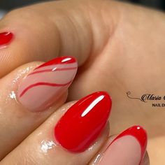 Gel Nail Art Designs, Nail Designs Valentines, Red Nail Designs, Simple Nail Art Designs, Short Acrylic Nails Designs, Star Nails, Minimalist Nails, Easy Nail Art