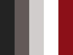 the color palette is red, black, and grey with white stripes on each side